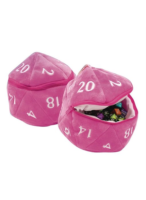 D20 Plush Dice Bag Hot Pink