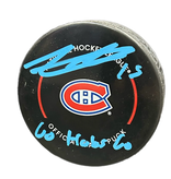Alex Newhook Autographed & Inscribed Puck - Official