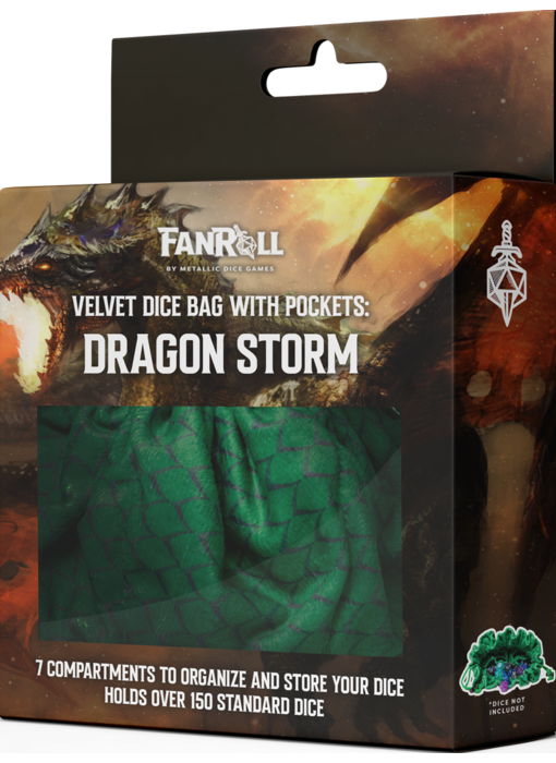 Velvet Dice Bag Compartment Dragon Storm Green