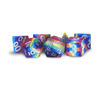 Silicone 7 Dice Set Rubber Rainbow 16mm