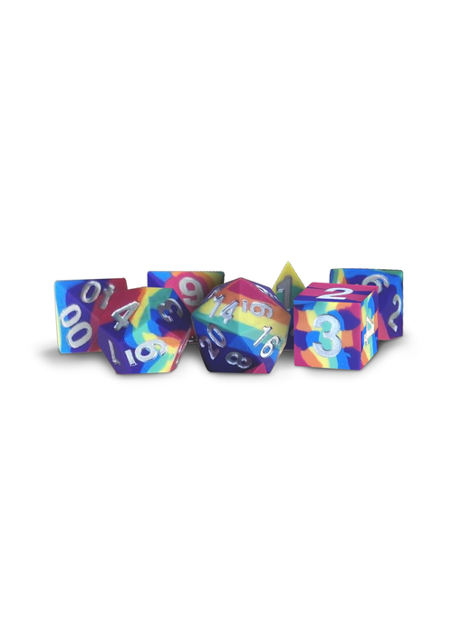 Silicone 7 Dice Set Rubber Rainbow 16mm