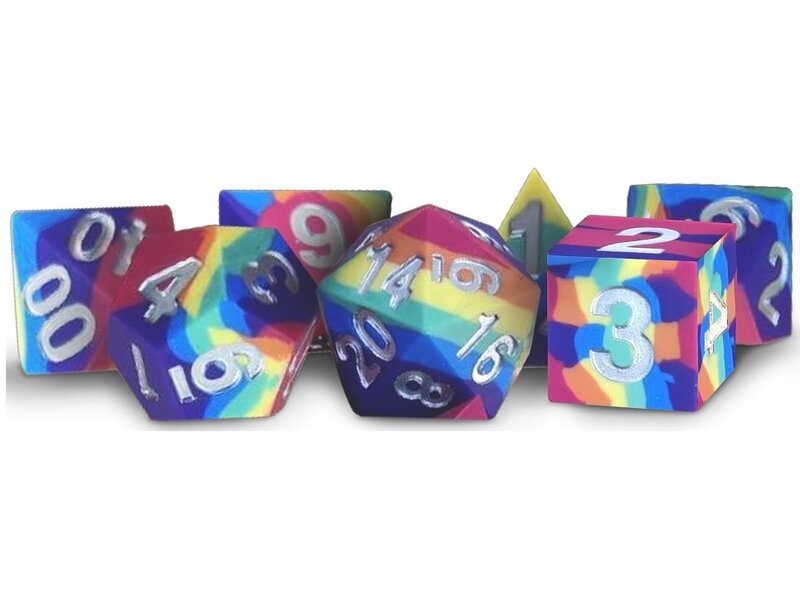 Silicone 7 Dice Set Rubber Rainbow 16mm