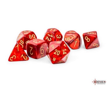 Mega-hedral Scarab 7-Die Set Scarlet / Gold Chessex Dice (CHX22414)