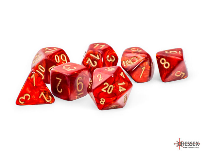 Chessex Mega-hedral Scarab 7-Die Set Scarlet / Gold Chessex Dice (CHX22414)