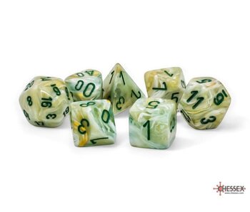Mega-hedral 7-Die Set Marble Green / Dark Green Chessex Dice (CHX22409)