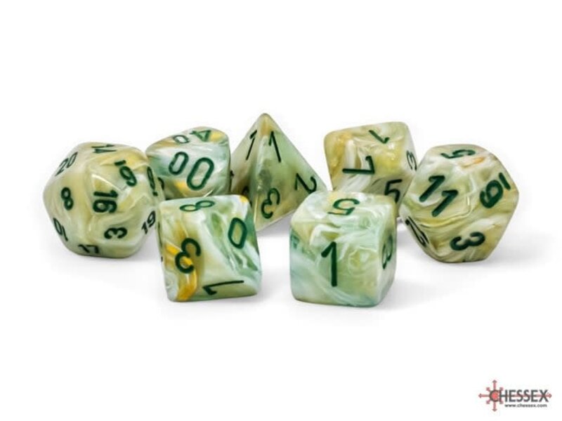 Chessex Mega-hedral 7-Die Set Marble Green / Dark Green Chessex Dice (CHX22409)