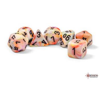 Mega-hedral 7-Die Set Festive Circus / Black Chessex Dice (CHX22442)