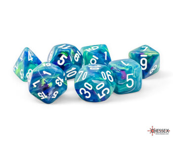 Mega-hedral Festive 7-Die Set Waterlily / White Chessex Dice (CHX22546)