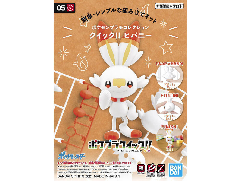Bandai Bandai 05 Scorbunny 'Pokemon', Bandai Spirits Hobby Pokemon Model Kit Quick!!