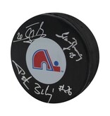Stastny Brothers Autographed Puck - Logo