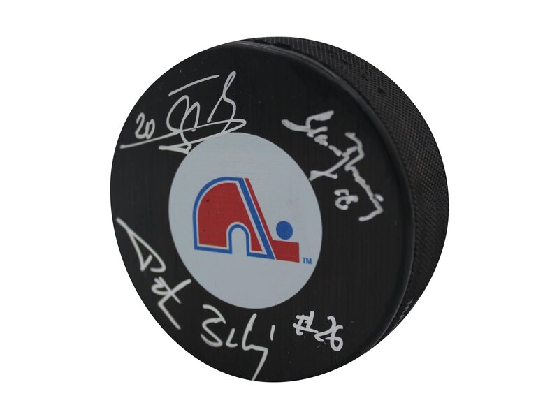 Stastny Brothers Autographed Puck - Logo