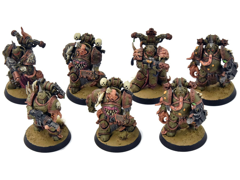 Games Workshop DEATH GUARD 7 Plague Marines #1 WELL PAINTED Warhammer 40K