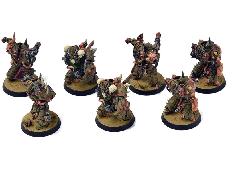 Games Workshop DEATH GUARD 7 Plague Marines #1 WELL PAINTED Warhammer 40K