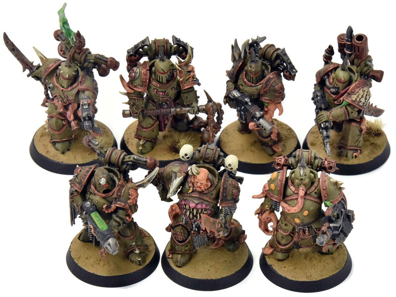 Games Workshop DEATH GUARD 7 Plague Marines #4 WELL PAINTED Warhammer 40K