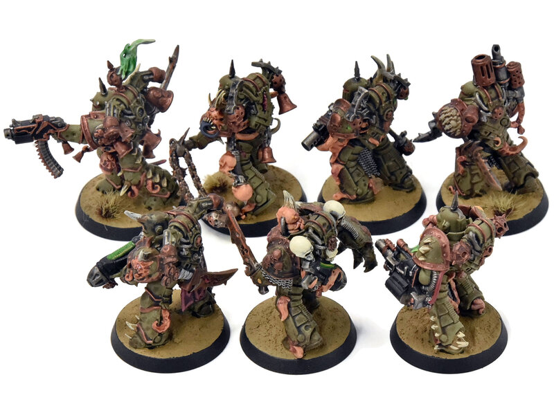 Games Workshop DEATH GUARD 7 Plague Marines #4 WELL PAINTED Warhammer 40K