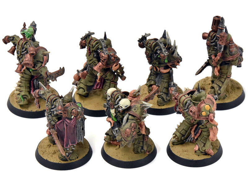 Games Workshop DEATH GUARD 7 Plague Marines #4 WELL PAINTED Warhammer 40K
