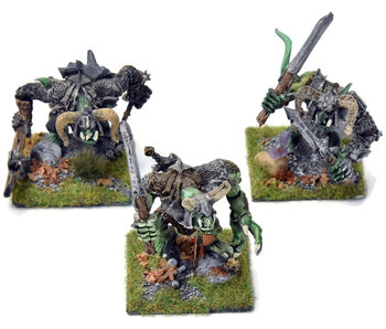BEASTMEN 3 Chaos Trolls #2 WELL PAINTED Metal