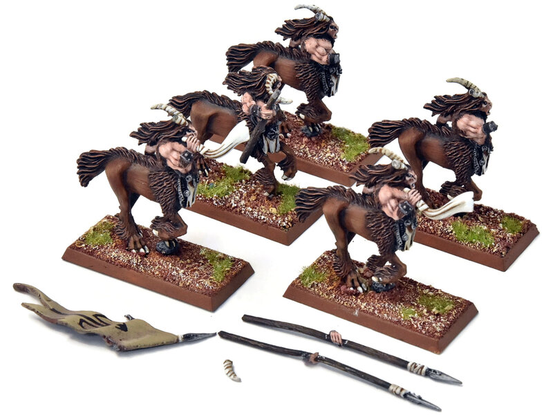 Games Workshop BEASTMEN 5 Centigor Herds #2 PRO PAINTED Metal reassembly missing some horns