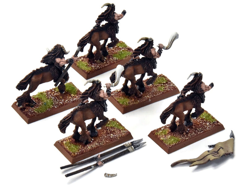 Games Workshop BEASTMEN 5 Centigor Herds #2 PRO PAINTED Metal reassembly missing some horns