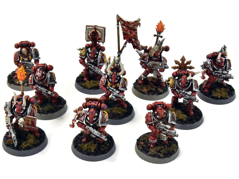 Games Workshop CHAOS SPACE MARINES World Eaters 10 Chaos Space Marines #3 WELL PAINTED 40K