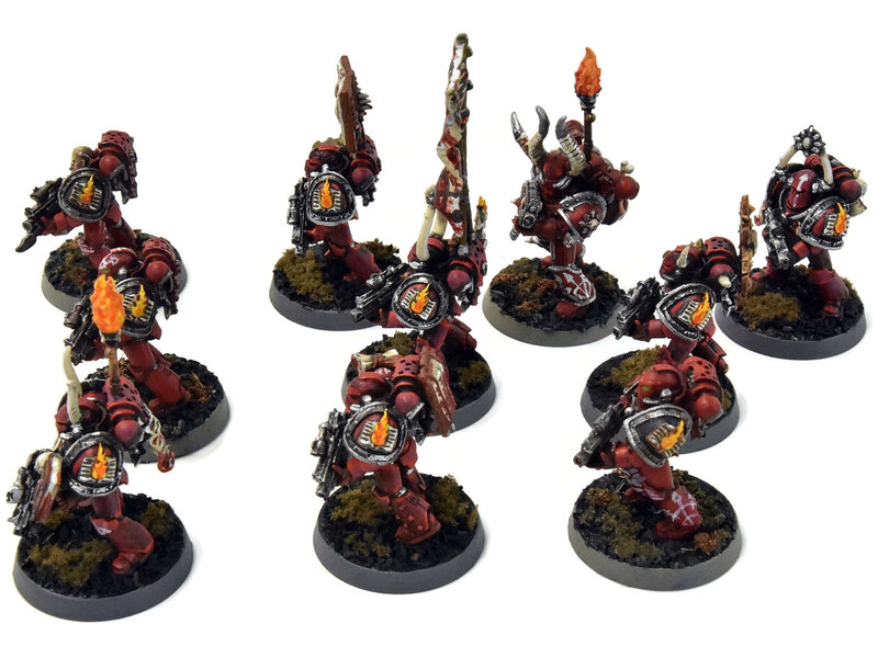 Games Workshop CHAOS SPACE MARINES World Eaters 10 Chaos Space Marines #3 WELL PAINTED 40K