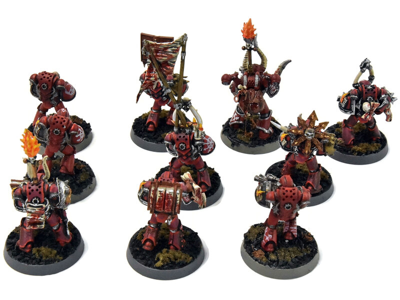 Games Workshop CHAOS SPACE MARINES World Eaters 10 Chaos Space Marines #3 WELL PAINTED 40K