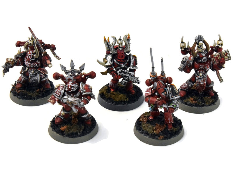 Games Workshop CHAOS SPACE MARINES World Eaters 5 Chaos Space Marines #2 WELL PAINTED 40K