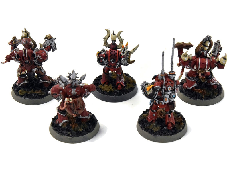 Games Workshop CHAOS SPACE MARINES World Eaters 5 Chaos Space Marines #2 WELL PAINTED 40K