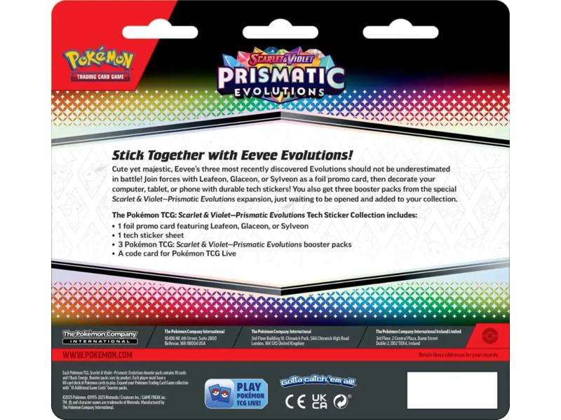 Pokémon Trading cards Pokemon Sv8.5 Prismatic Evolutions Tech Sticker Collection