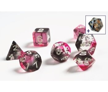Sirius Dice Translucent Pink, Clear, Black Resin 7-die Set