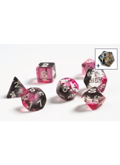 Sirius Dice Translucent Pink, Clear, Black Resin 7-die Set