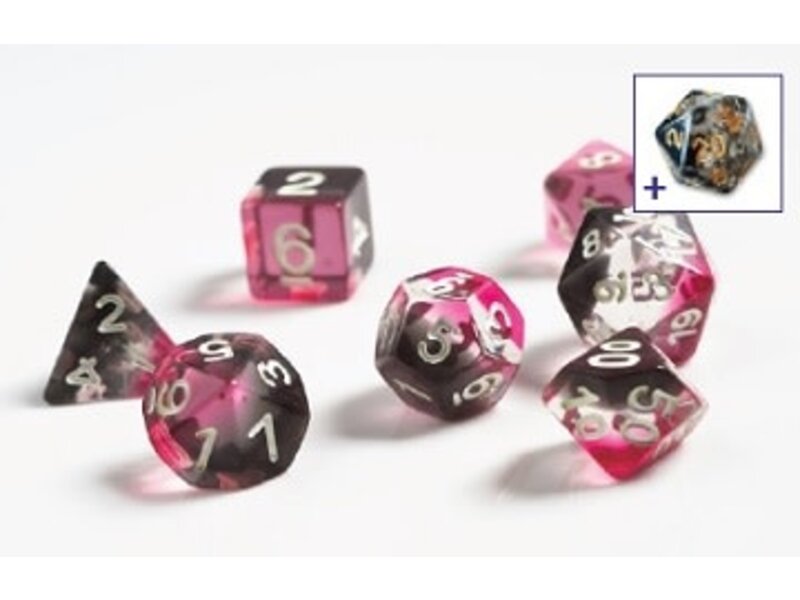 Sirius Dice Sirius Dice Translucent Pink, Clear, Black Resin 7-die Set