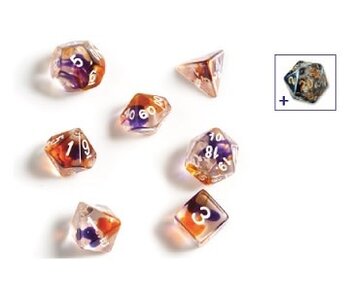 Sirius Dice Translucent Purple, Orange, Clear 7- Die Set