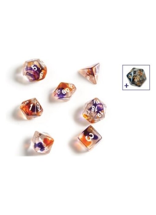 Sirius Dice Translucent Purple, Orange, Clear 7- Die Set