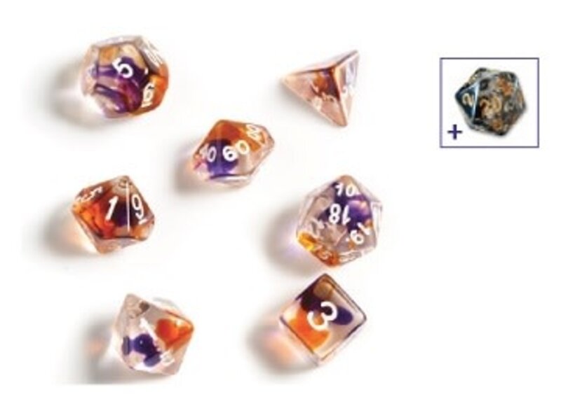 Sirius Dice Sirius Dice Translucent Purple, Orange, Clear 7- Die Set