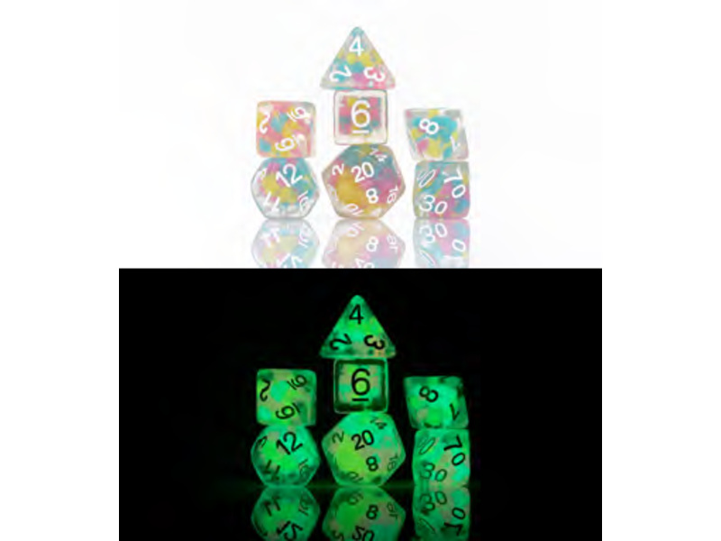 Sirius Dice Sirius Dice Glow-in-the-dark Lucky Charm Glowworm 7-die Set