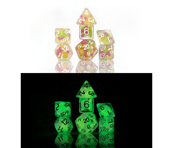 Sirius Dice Glow-in-the-dark Melon Ball Glowworm 7-die Set