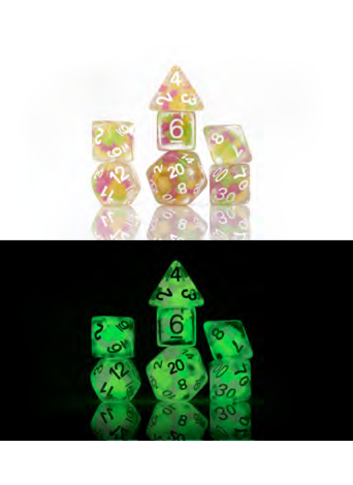 Sirius Dice Glow-in-the-dark Melon Ball Glowworm 7-die Set
