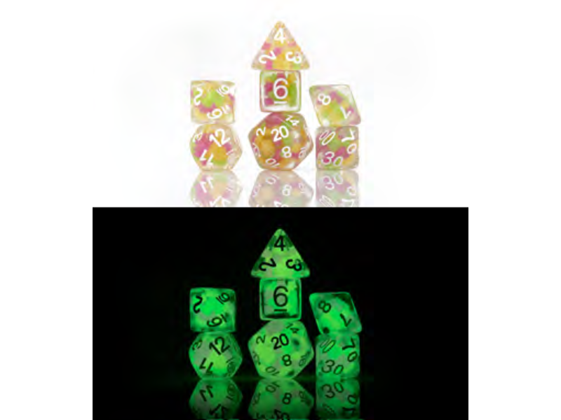 Sirius Dice Sirius Dice Glow-in-the-dark Melon Ball Glowworm 7-die Set