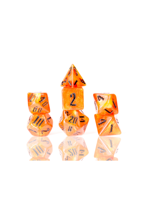 Sirius Dice Nebula Fire Orange With Red 7-die Set