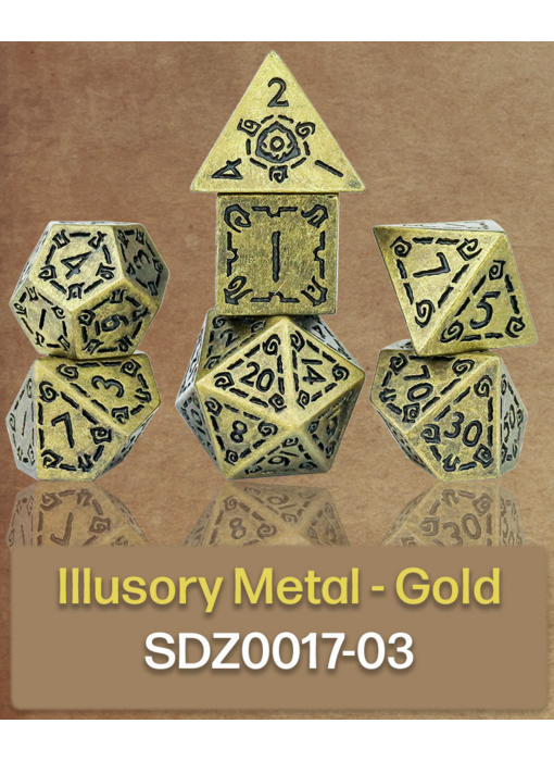 Sirius Dice Illusory Metal Gold 7-die Set