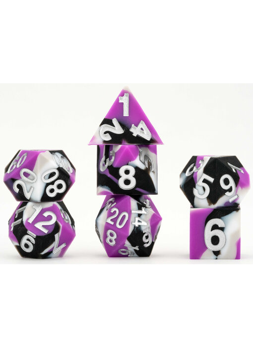 Silicone 7 Dice Set Sharp Edge Pride Asexual