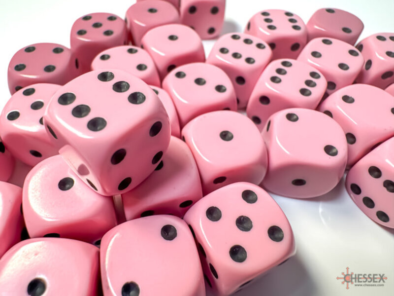 Chessex Opaque 36d6 Pastel Pink/black 12mm