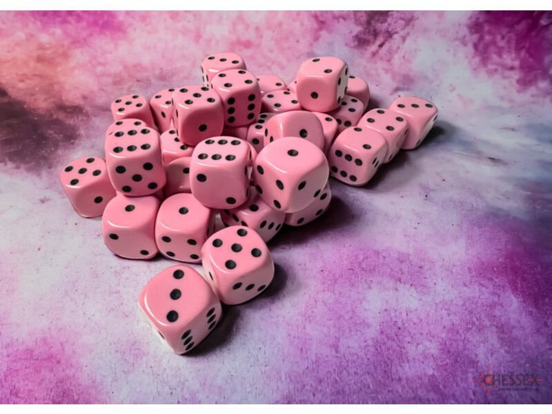 Chessex Opaque 36d6 Pastel Pink/black 12mm