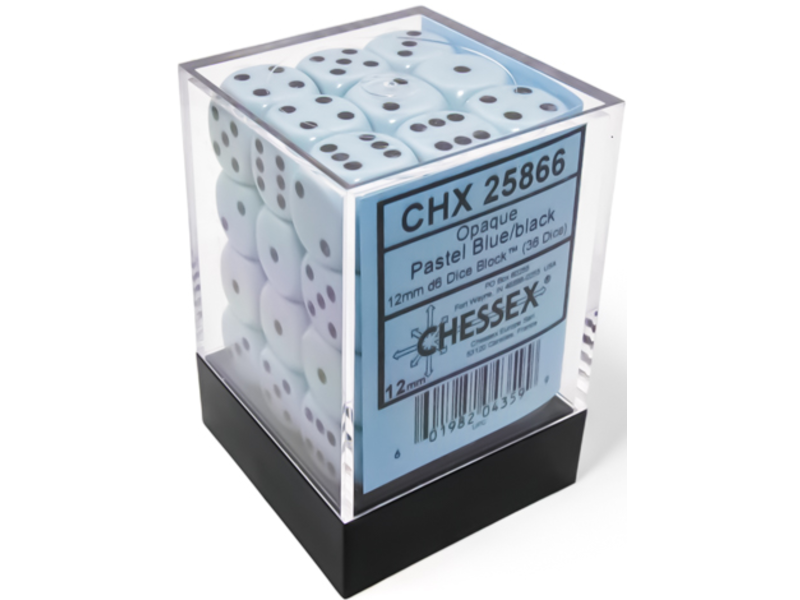 Chessex Opaque 36d6 Pastel Blue/black 12mm