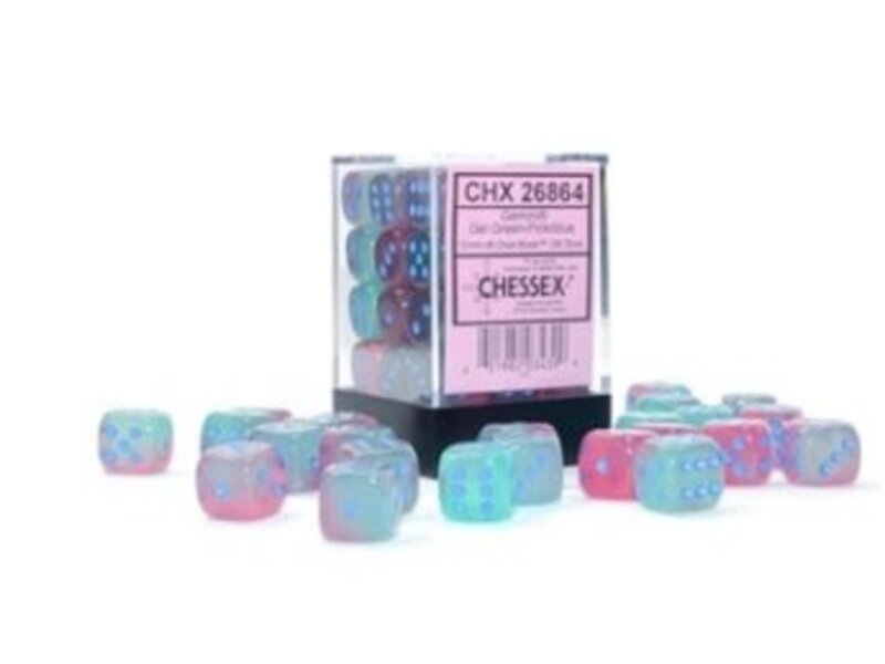 Chessex Gemini 36d6 Gel Grn-pink/blue Luminary 12mm