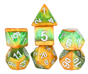 Sirius Dice Diagonal Slick Rainforest 7-die Set
