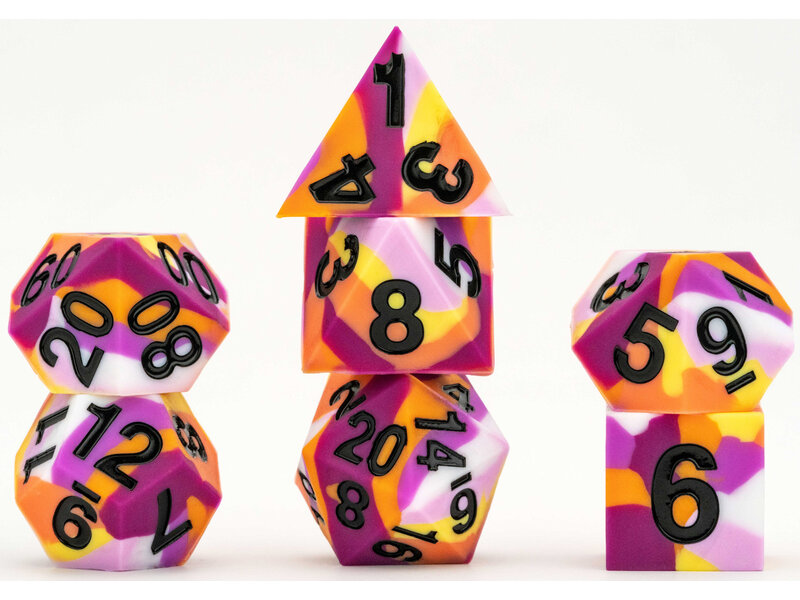 Silicone 7 Dice Set Sharp Edge Pride Lesbian