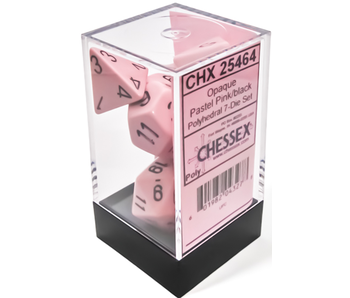 Opaque 7-die Set Polyhedral Pastel Pink/black