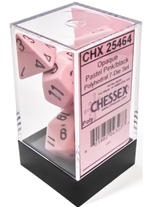 Opaque 7-die Set Polyhedral Pastel Pink/black